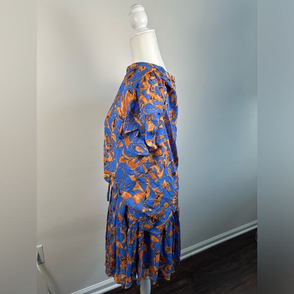 A.L.C. Women’s Blue Silk June V-Neck Blouse Top and Flouncy Skirt Set Size 10 - Picture 3 of 14